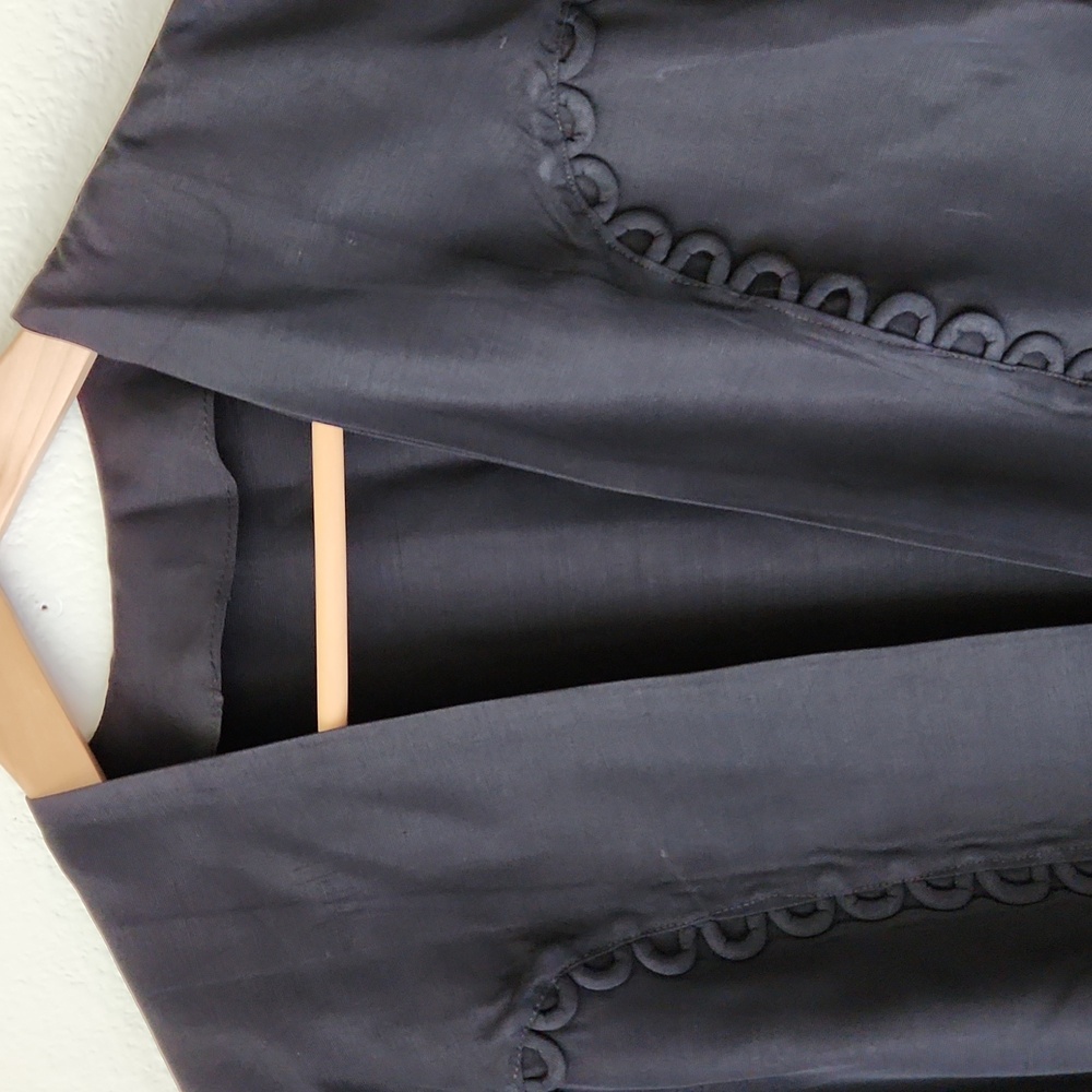 Black bolero jacket Sz M cropped open front loop detail shrug office cocktails - Picture 3 of 16